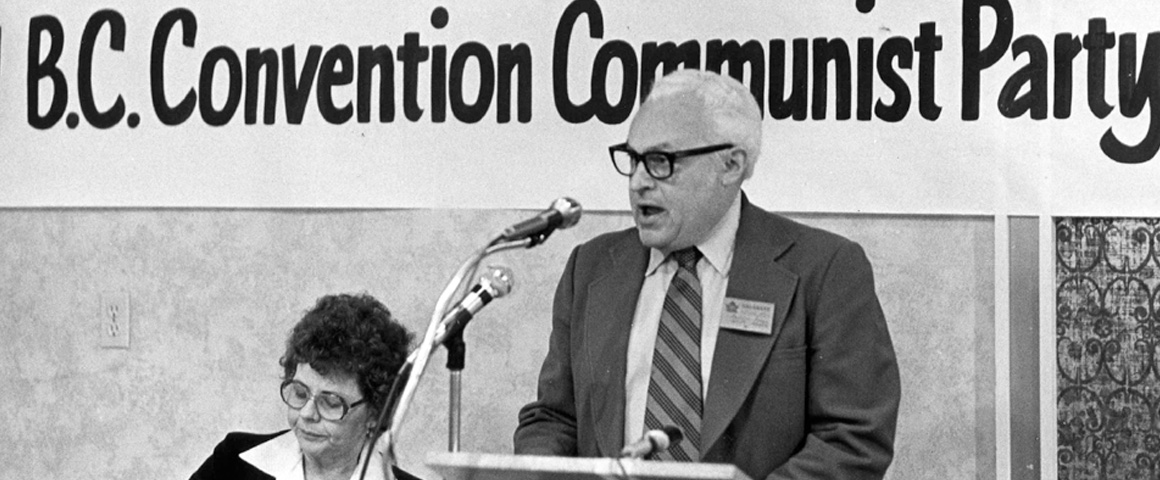 Maurice Rush speaking at the BC provincial convention of the Communist Party, April 19, 1980