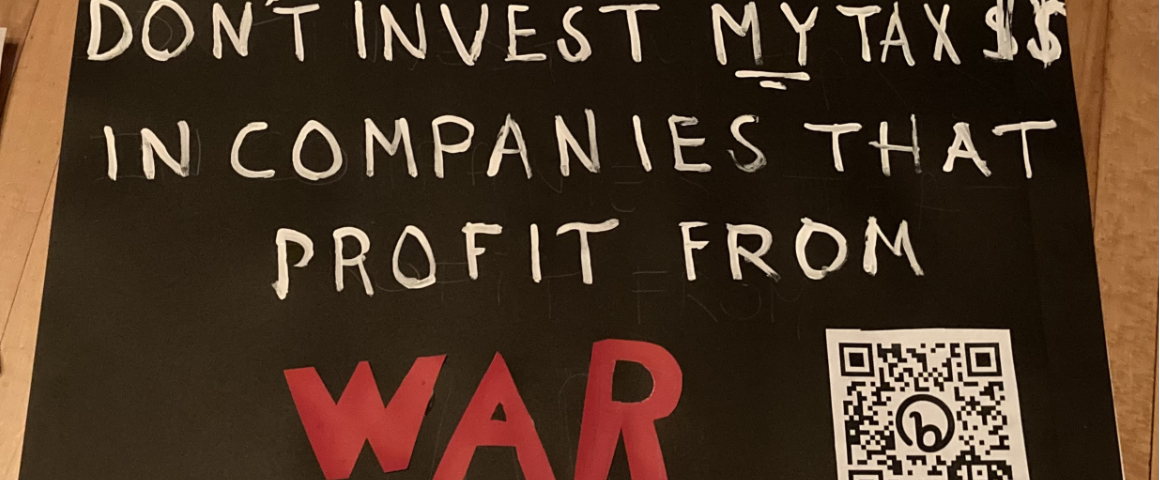 Peace activists demand CPP divestment from war profiteers