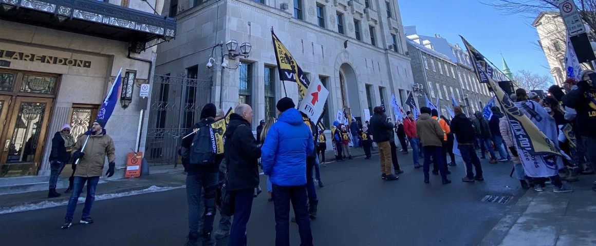 Port of Quebec workers mark 18 months of lockout by rallying at shareholder office