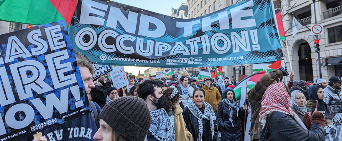 Thousands march on Democratic convention to call for arms embargo and ceasefire