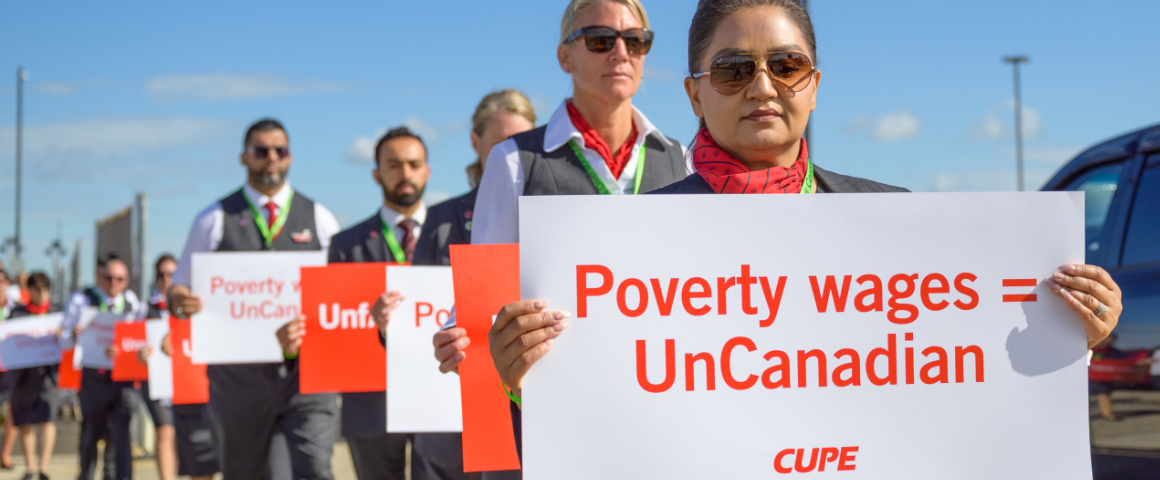 Air Canada flight attendants hold country-wide day of action, get solidarity pledge from OFL